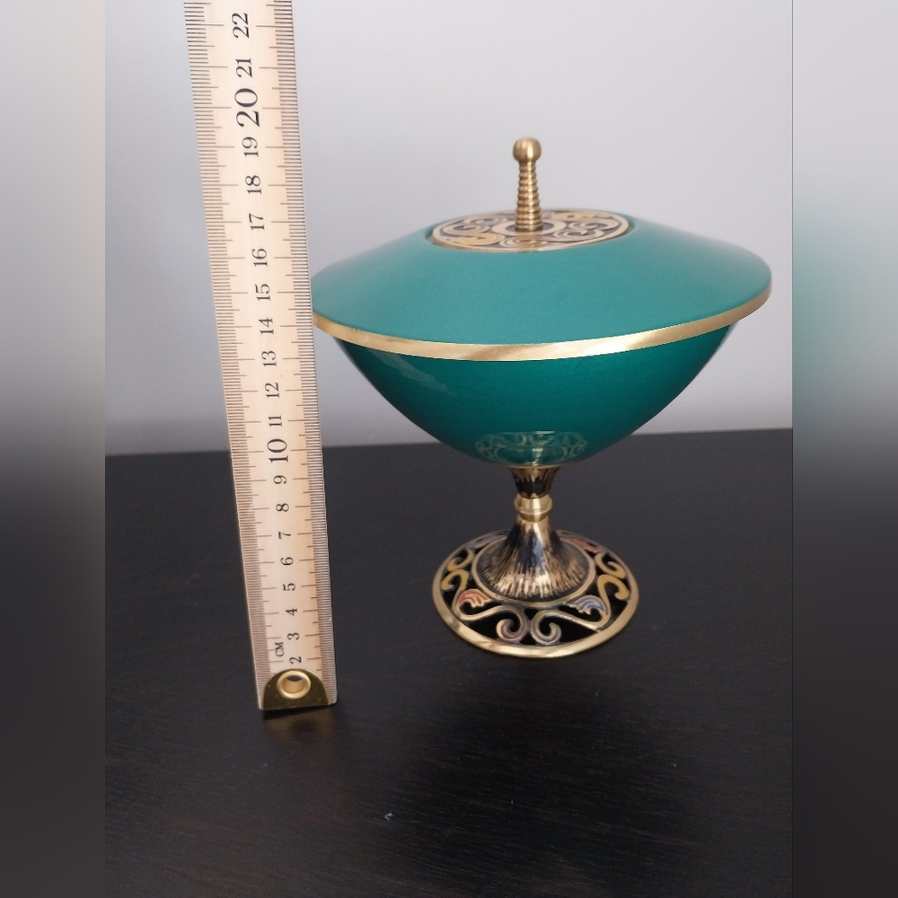 Elegant Teal and Gold Decorative Bowl - Picture 5 of 7
